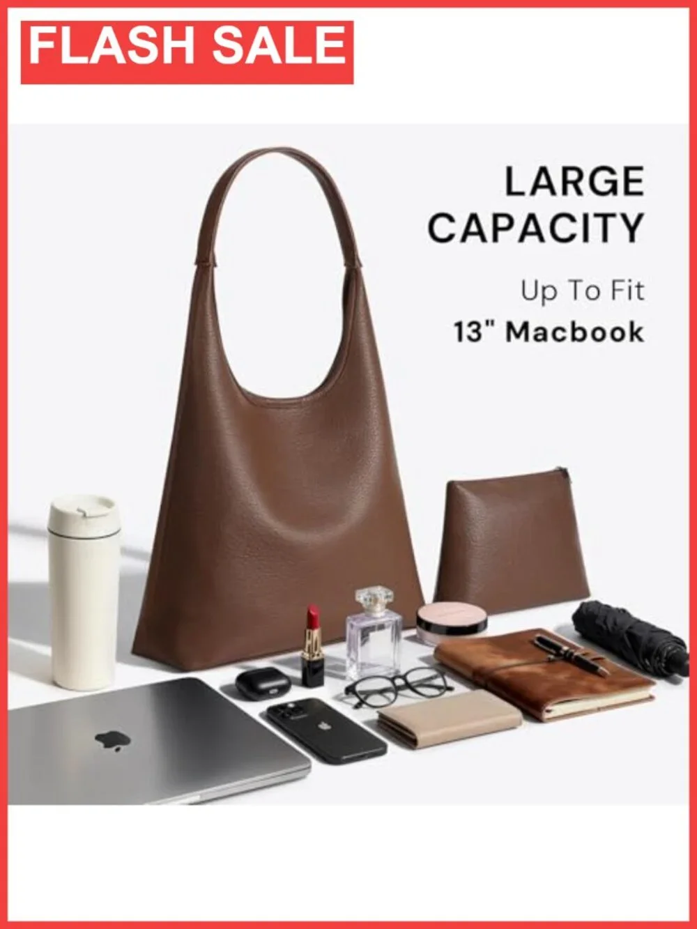 Large Slouchy Hobo Shoulder Bag Vegan Leather 2-Piece Purse Set with Mini Purse